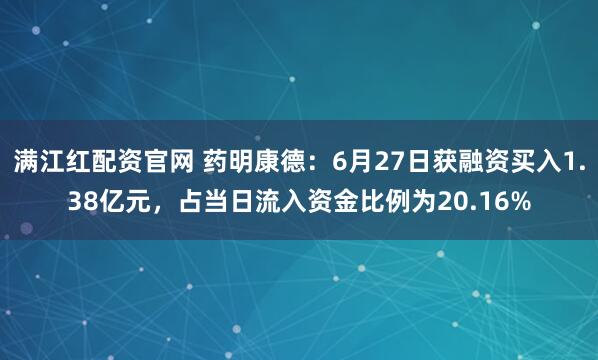 满江红配资官网 药明康德:6月27日获融资买入1.38亿元,占当日流入资金比例为20.16%